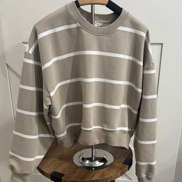Athleta Tops - Athleta Crewneck Sweater in Beige and White Stripes
